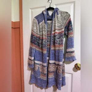Boho, long striped boho cardigan